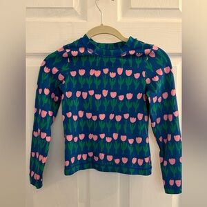 Hanna Andersson Blue and Pink Tulip Long Sleeve Rashguard